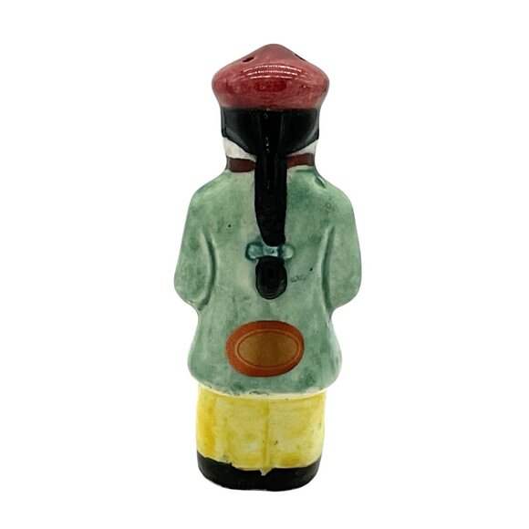 VINTAGE ASIAN MAN SALT OR PEPPER SHAKER REPLACEMENT CERAMIC HAND PAINTED JAPAN - Picture 3 of 5
